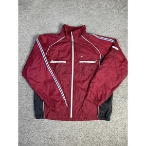 Nike Jacket Boys XL Red Colorblock Windbreaker Zip Pockets Taffeta Activewear